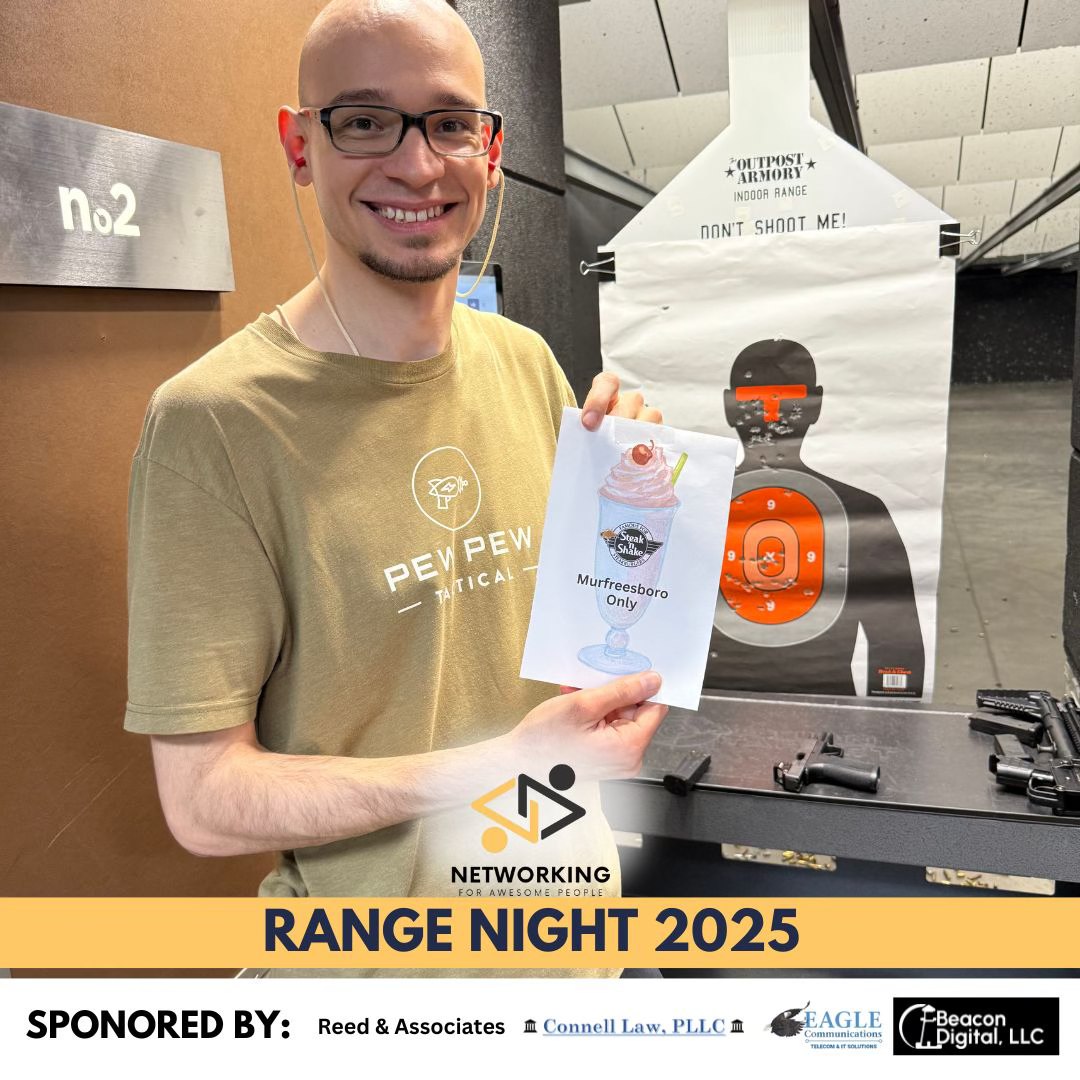 Range Night 2025 winner Seth Connell with his target at the range
